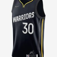 A black and yellow warriors jersey with the number 3 0 on it.